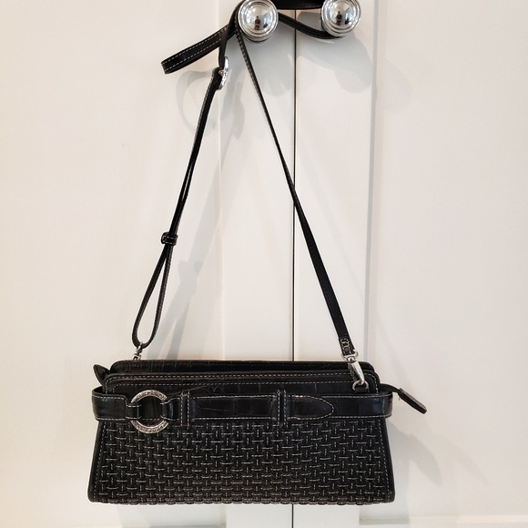 Brighton Handbags - Brighton - Black Leather Handbag - Interwoven Front w/ Sliver Accents